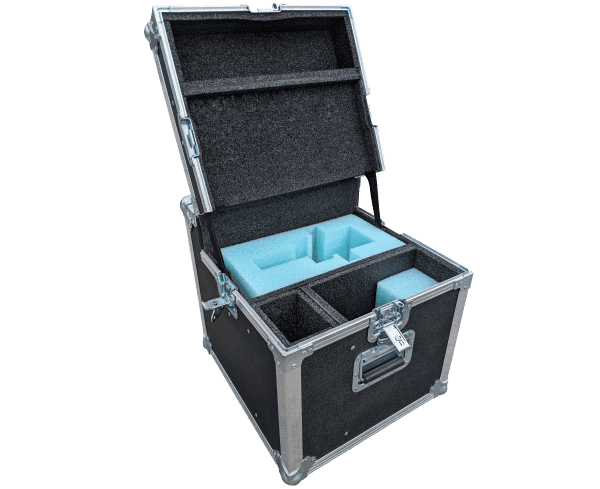 An ATA road case with a fitted foam interior