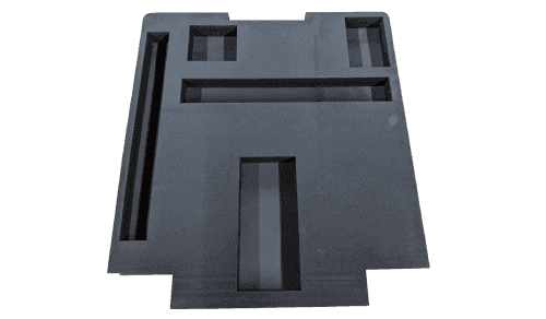 Dark foam insert with long and rectangular pockets