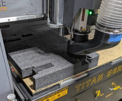 CNC router cutting 2 lb. PE foam