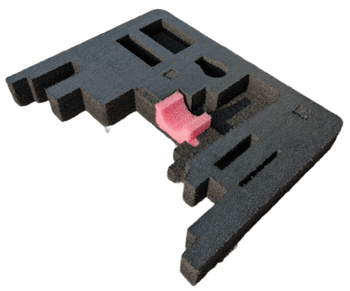 Base foam layer including an anti-static foam insert