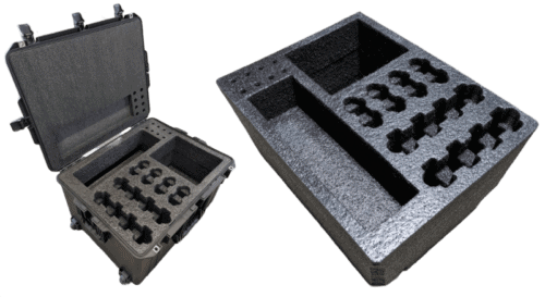 Custom case and foam for portable communications equipment